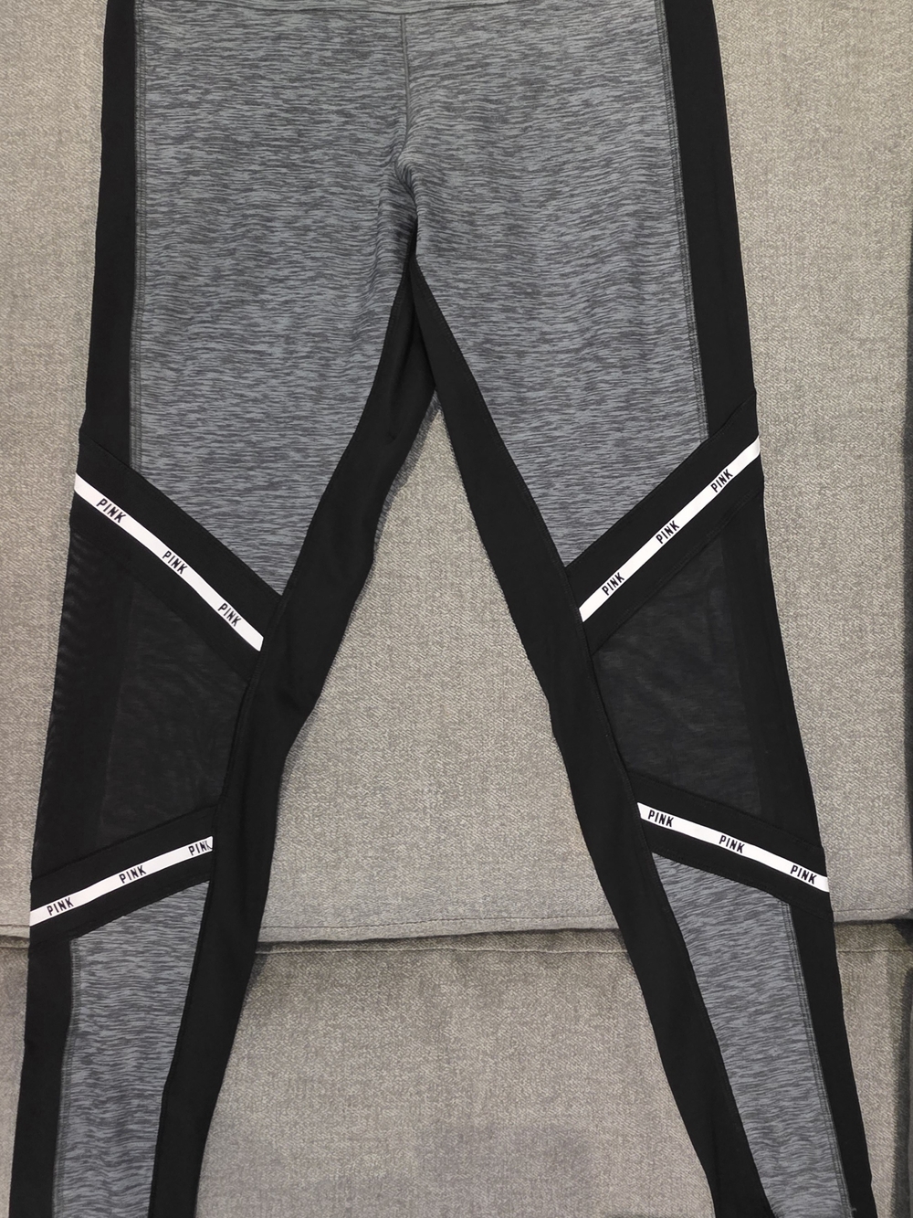 PINK Victoria's Secret Gray & Black  Mesh Panel Leggings